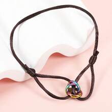 1pc Fashionable Colorful Stainless Steel Handmade Braided Triple-Loop Colorful Lucky Bracelet, Gift For Couples