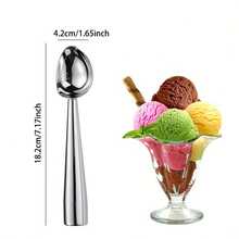 1pc 304 Stainless Steel Ice Cream Scoop (7 Inch), Upright Design, Anti-Freeze Non-Stick Large Cookie Dough Spoon, Professional Metal Ice Cream Disher Suitable For Ice Cream, Cookie Dough, Grains And Fruits