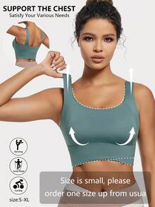 Runway Rest Top de yoga transpirable con sujetador deportivo con función de absorción de impactos y recogida que le da una hermosa forma de espalda, top de entrenamiento para gimnasio - Turquesa - Ver 7