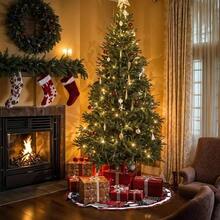 Tree Skirt 36 Inches, Red Truck Xmas Tree Skirt With Red Buffalo Plaid, Winter Tree Decorations Home Party Holiday Indoor Outdoor