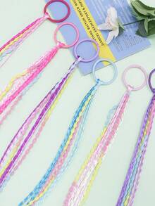 1 par de coleteros de peluca coloridos, lazos de pelo dulces y frescos, bandas de pelo trenzadas para mujeres