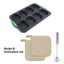 Silicone Toast Mold, Baguette Mold, Cake Mold, Silicone Baking Tray Mold, 3-Grid Baguette Baking Tray, Non-Stick Mold, Perforated Mold, Suitable For Kitchen Cooking - 彩色 - 查看 19