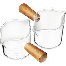 Kichvoe Jarra Medidora Triple Jarra de Vidrio con para Espumar Leche Vertedor de Leche Vaso de para Espresso 2 Paquetes 75Ml - 1 - Ver 2