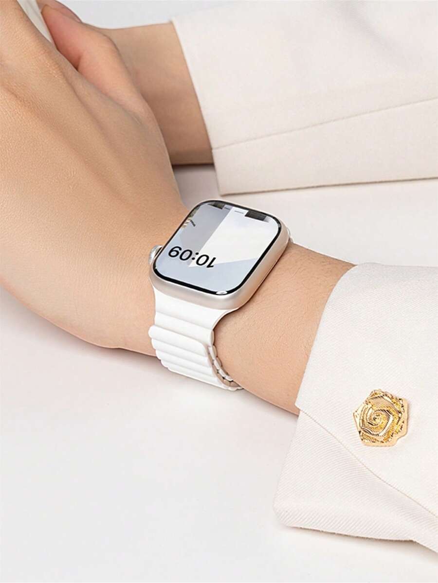 1条男女通用硅胶磁吸表带，兼容 42mm、38mm、40mm、41mm、44mm、45mm、46mm、49mm，时尚智能手表替换表带，适用于Ultra2、Ultra SE2、SE 11、10、9、8、7、6、5、4、3、2、1系列，可作为学生返校礼物