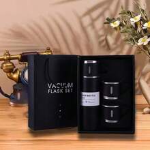 1PC 500ml Stainless Steel Vacuum Insulated Mug Gift Set, One Cup With Three Lids Stainless Steel Cup Set, Heat-Insulating, Perfect For Coffee, Hot Drinks, And Cold Beverages, Ideal For Office Business Style, School Use, And The Best Gift For Christmas And Parties - Hộp quà màu đen - Xem 4