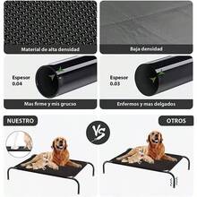 Cama para Perro, 102 * 69 * 21cm Cama Elevada para Perro Porttil con Malla Lavable y Transpirable, Marco de Metal, para Uso Interior, Exterior y Camping Negro, X - Large - negro + Grande - Ver 5