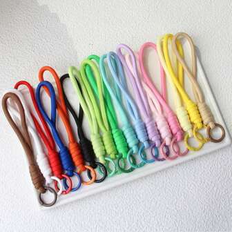 3pcs Random Color Solid Versatile Woven Cord Creative Phone Toy Keychain Hanging Rope Accessories
