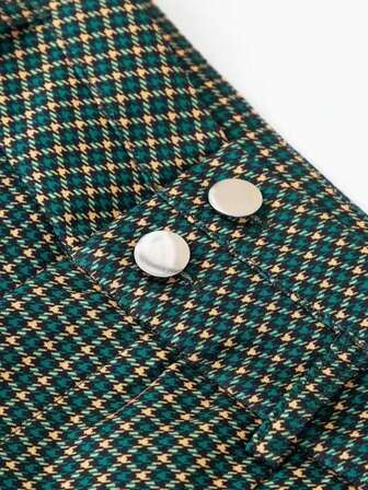 Women's Fashion Plaid Wide Leg Pants, Non-Stretch Fabric, With Belt Decor (No Belt Included)