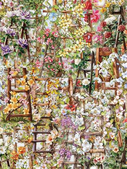 50pcs Flower Ladder Artistic Graffiti Stickers Transparent Waterproof Creative Decoration Phone Case Laptop Guitar Cup Stationery Box DIY Stickers