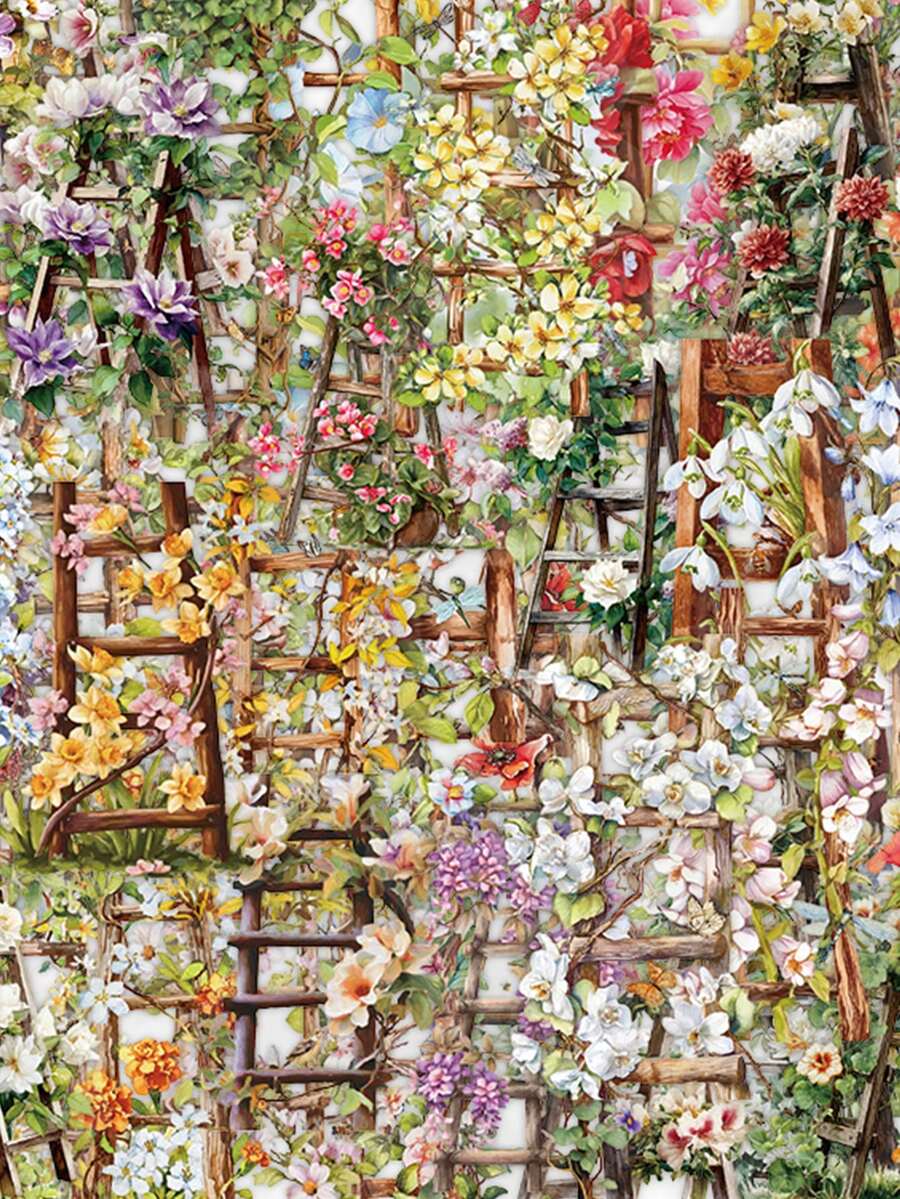 50pcs Flower Ladder Artistic Graffiti Stickers Transparent Waterproof Creative Decoration Phone Case Laptop Guitar Cup Stationery Box DIY Stickers