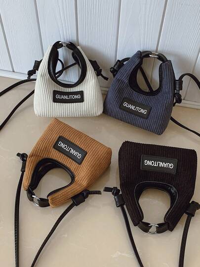 1 件灯芯绒手提包，磁扣闭合和可调节肩带，时尚百搭小手提包，迷你口红包，适合日常使用，最佳礼物