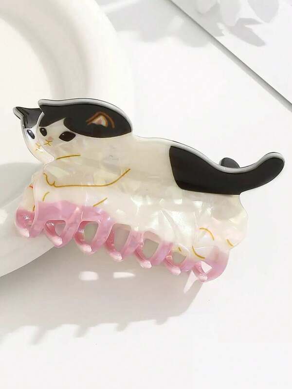 1pc Cute Cartoon Animal Cat/Hair Claw, Acetate Kawaii Sweet Shark Hair Accessory Fashion Hair Clips Elegant Claw Clip Winter Hair Clutch