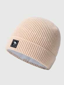 CAMEL CROWN 驼色针织帽，百搭保暖，四季皆宜，月牙形，防风，大号头围，白色羊毛帽，保暖帽