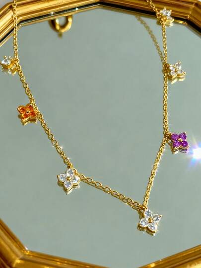 Newsoul 1pc Elegant Zirconia Tassel Necklace, S925 Sterling Silver Tassel Necklace, Exquisite Jewelry Gift For Women, Suitable For Party, Wedding, Daily Wear