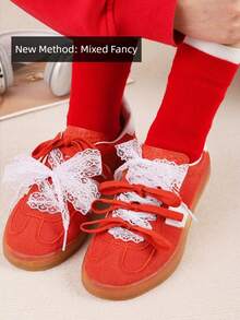 Nastro di pizzo adatto per scarpe a T-bar, stile balletto, lacci decorativi per personalizzare scarpe sportive e da ginnastica, bordino di pizzo bianco (scarpe non incluse) - Bianco - Visualizzare 7