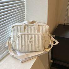Fashionable Mama Bag With Embroidered Flowers, Handbag, Travel Bag With Large Capacity For Mother And Baby (Sac à Langer Bébé,Bebe Nouveau Né,Bébé,Grossesse,Trousse De Toilette Bébé) - 白色鬱金香 - 查看 1