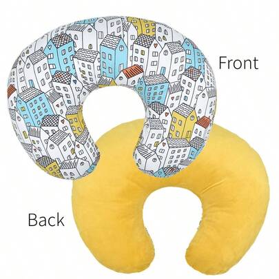 1pc Baby Nursing Pillow Cover, Newborn U-Shaped Nursing Pillow Slipcover, Elastic Replaceable Forest Floral Pattern Pillow Case