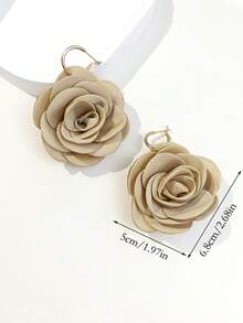 LADYCOCO 1/2 Cặp bông tai mặt dây chuyền hoa vải thủ công, phù hợp cho trang phục hàng ngày và đám cưới của phụ nữ - Màu Đỏ Sâu - Xem 8