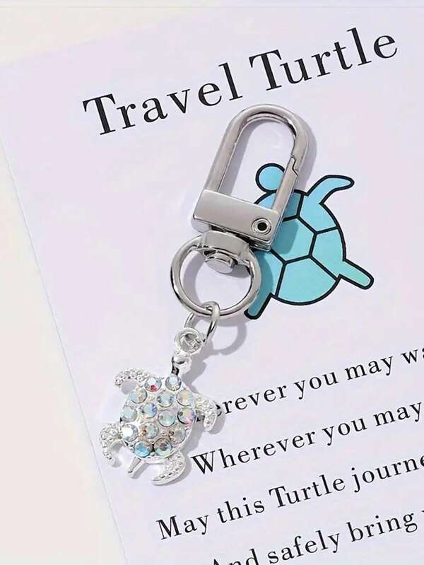 New Keychain Creative Handmade DIY Travel Turtle Keychain Birthstone Jewelry Pendant Bag Charms Car Teacher Friend Sister Gift Ideas