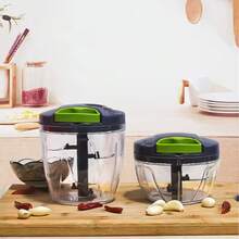 ProMaster Multi-Functional Food Chopper - Effortless Vegetable Cutter, Onion Slicer, Garlic Crusher, Meat Grinder, Cheese Slicer, And Salad Chopper For Home And Restaurant Kitchens - 16.91oz/ 18.6oz/ 30.43oz/ 32.12oz Capacity, Blue And Green Gray Colors - Xám xanh 520ML - Xem 2