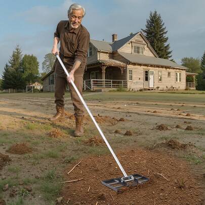 Lawn Leveling Rake, Lawn Leveler With 78 In Handle, 17x10 In Ground Plate, Rust-Resistant Carbon Steel Soil Leveler, 5 Heights Adjustable, Effort Saving Lawn Leveling Tool For Yard Golf Court