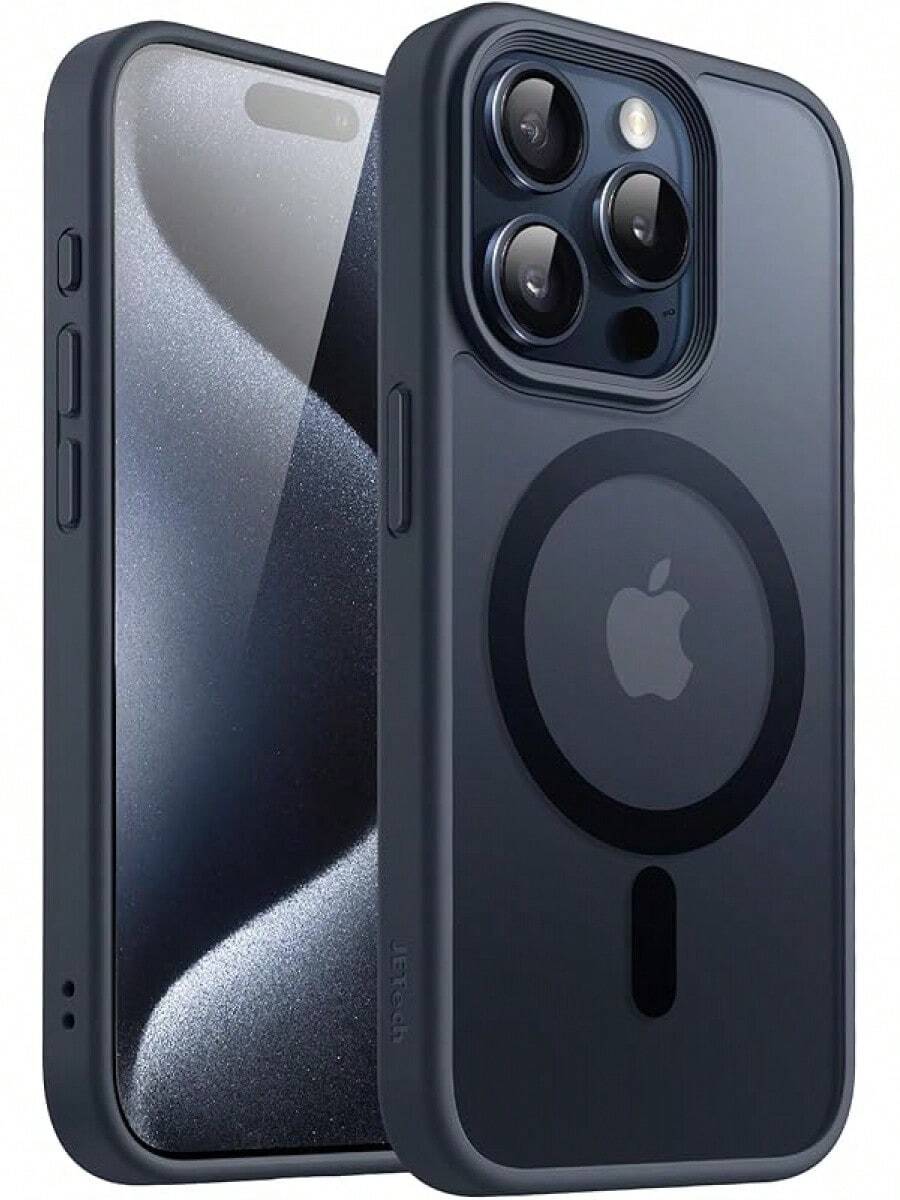 JETech Magnetic Case For IPhone 15 Pro 6.1 Inch Compatible, Slim Matte Translucent Back Shockproof Cover (Black) - Azul - 查看 1