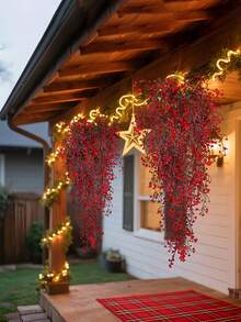 1pc Artificial Garland Durable Hanging Faux Greenery & Ivy With Vibrant Winter Colors For Christmas Thanksgiving Outdoor Indoor Home, Garden, Wedding, Farmhouse,Mantle & Table Centerpiece Decor