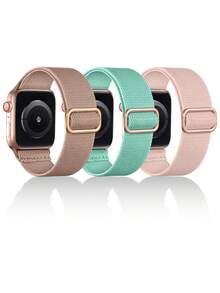 chinbersky 3 Packs Stretchy Solo Loop Band Compatible With Apple Watch Band 38mm 40mm 41mm 42mm 44mm 45mm 46mm 49mm For Women Men, Adjustable Sport Elastic Nylon Strap For Series Ultra/SE/10/9/8/7/6/5/4/3/2/1
