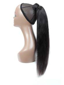 Straight Human Hair Wrap Around Ponytail Extensions Natural Black Ponytail 12-26 Inches Long Straight Clip In Human Hair Ponytail Extension For Women Daily Use - SNatural - View 5