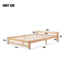 Lit futon en bois massif naturel avec tête de lit et sommier à lattes, naturel (90/140x200) - Couleur du bois - Voir 7