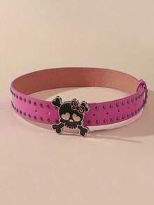 1pc Fashion Punk Street Style PU Leather Cute Skull Bow Belt, Suitable Young Girls To Match Jeans, Dresses Outing And Party Valentine's Day Valentines Fall, Autumn, Halloween - Bộ xương - Xem 5