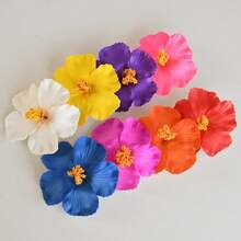 2/5 piezas de pinzas para el cabello de flores hawaianas, decoración de bodas, fiestas de cumpleaños en la playa, accesorios de horquillas de flores de huevo artificiales para niñas - Mezcla aleatoria - Ver 6