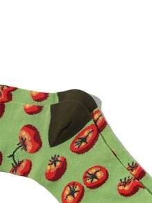 1 Pair Novelty Tomato Pattern Ankle Socks, Funny Food Print Unisex Casual & Formal Socks, Unique Gift - Multicolor - View 5