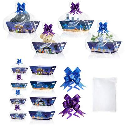 36 pièces/set Boîte-cadeau de crèche de Noël, 12 pièces boîtes + 12 pièces sacs + 12 pièces fleurs à tirer, convient pour les cadeaux de Noël, les fêtes de mariage, les rassemblements, les cadeaux du réveillon de Noël