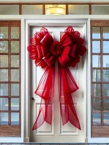 1 Stück großer roter Weihnachtsschleifen, festlicher Weihnachtsstil, kann an der Haustür für Weihnachtsdekoration im Haus, Valentinstag Party Eingangsbereich Dekoration und Winterdekoration an der Tür aufgehängt werden. Es ist eine beliebte Feiertags-Dekoration zum Dekorieren der Haustür.