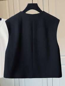 New Sleeveless Blazer-Style Loose Vest Coat For Spring And Summer. - Black - View 4
