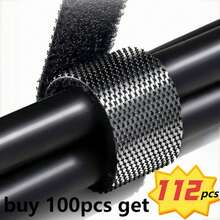 Compre 100 peças e leve 112 peças, abraçadeiras de reutilizáveis, cintas de cabo ajustáveis, organizador de cabos, envoltórios para fones de ouvido, impressoras Ethernet, laptops, cabos de dados USB, gerenciamento de fios para organizar residências, escritórios e data centers - Tamanho Único - Ver 2