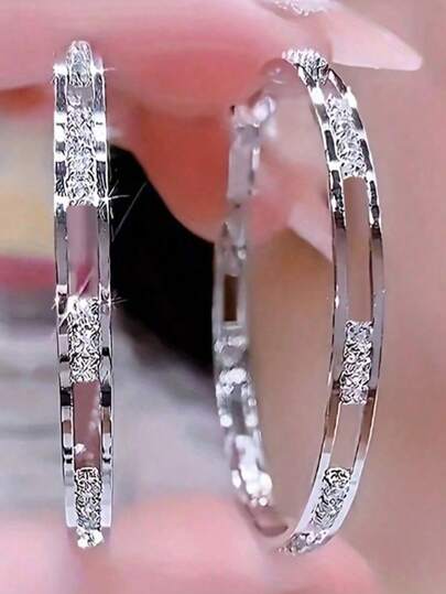 1Pair Women's Elegant Copper Earrings - Sparkling Shiny Design, Unique Fashion Jewelry, Perfect Stylish Gift For Her, Dainty Accessory For Daily & Party Wear