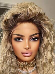 Remy Human Hair 13x4 HD Deep Wave Lace Front Wigs Human Hair Free Part Brazilian Ash Blonde Ombre Curly Wig Human Hair 250 Density With Baby Hair Ombre Hair Natural Hairline Glueless Wigs For Women Long Human Hair Lace Wig - 根染&漸變色 - 查看 8