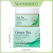 Máscara de Argila de Chá Verde SEEMSURE com Lama Vulcânica - Limpeza Profunda, Refinamento de Poros, Controle de Oleosidade, Clareamento, 120g