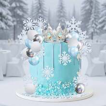 LaVenty Snowflake Balls Cake Toppers Frozen Princess Cake Decoration Tiara Crown Birthday Decoration For Birthday Boho Party Supplies - Multicolor - View 6