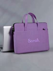 1pc Embroidery Customization Solid Color Simple And Lightweight Portable Laptop Bag, Portable Business Trip Waterproof Computer Protective Case, Zippered Office Computer Bag For Outdoors/Outings/Travel/Hiking/Stadium/Sports/Climbing, For Business/Commute/Work/Office, Travel, School Supplies, For Teacher, For Boys And Girls, For Teenagers, Junior High School Students, Middle School Students, High School Senior High School Students, College Students, University Students, Freshman, Sophomore, Underclassmen - Multicolor - View 15