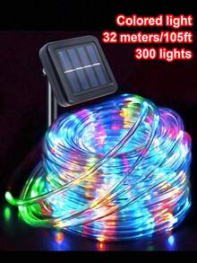 Luces de cadena LED solares impermeables, luces de tubo y cuerda, guirnalda navideña, luces de hadas, iluminación decorativa para exteriores y días festivos - Multicolor - Ver 22