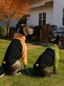 1 件时尚宠物连帽衫外套柔软拉绒舒适针织衫，适合中大型犬，加厚高领设计弹性保暖小狗冬季服装，适合拉布拉多罗威纳犬比格犬