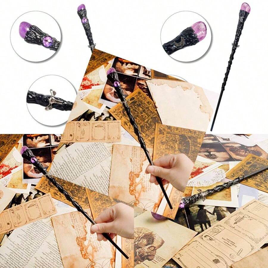 Rileryan Fine Handcrafted Amethyst Crystal Magic Wand Witch Wizard Wand For Witches And Wizards C - như hình ảnh - Xem 1