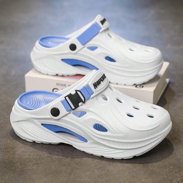 Men's New Summer Outdoor Solid Color Fashion Avant-Garde Holiday EVA (Ethylene-Vinyl Acetate Copolymer) Buckle Couple University Breathable Sandals, Outdoor Home Beach Holiday All-Season Driving Versatile Breathable Sandals