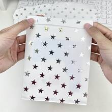 5/20/50個 5.1x6.4英吋 銀色星星禮品袋，牛皮紙購物袋附金色愛心貼紙，適用於週年紀念、新娘派對、訂婚、情人節、婚禮、生日派對的手作禮品袋 - 銀色 - 查看 3