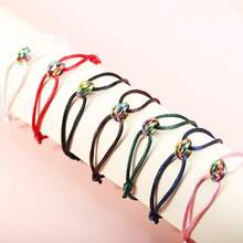 1pc Fashionable Colorful Stainless Steel Handmade Braided Triple-Loop Colorful Lucky Bracelet, Gift For Couples