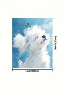 Cute Puppy DIY Digital Painting: Illuminate Creative Life, Depict A Colorful World. DIY Digital Painting, Start Your Art Journey. It Is The Perfect Blend Of Creativity And Fun, An Excellent Choice For Interaction, Couples Sharing, And Personal Relaxation. - Blue and White - View 3