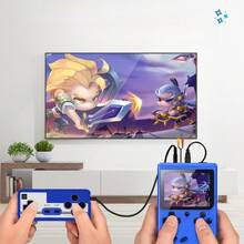 A Two-Player 500-In-1 Handheld Game Console, Portable, Comes In Dark Blue With A Blue And White Controller Remote, An AV Cable, And A Charging Cable. Perfect As A Birthday Or Christmas Gift. - Blue - View 5